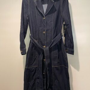 Dark Blue Denim Trench Coat